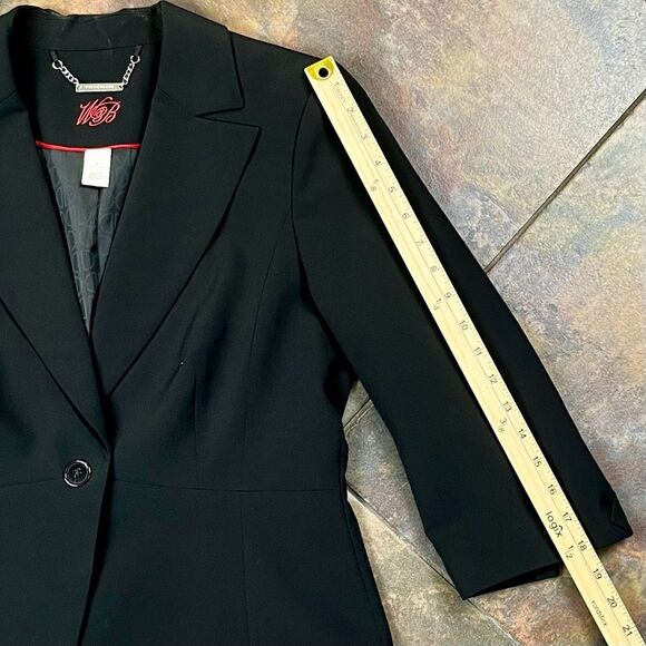 White House Black Market Black 1 Button 3/4 Sleeve Jacket Blazer 8 - Picture 2 of 7